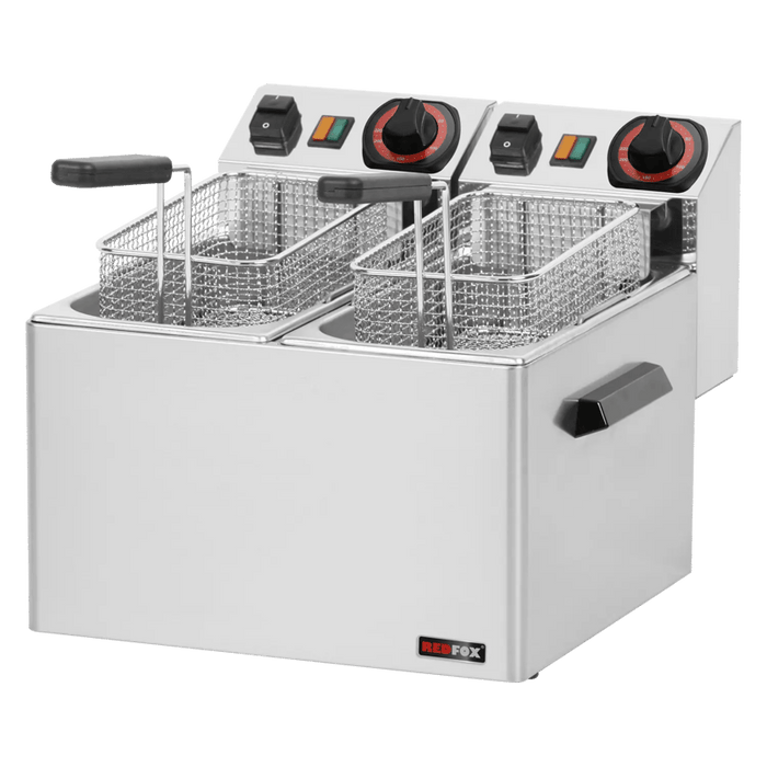 REDFOX FE 44 S | Elektrische friteuse 2 mandjes 0,6 kW/l, 5+5 l tafelmodel 230 V
